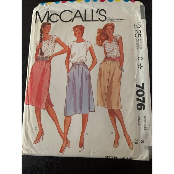 McCall's Misses Skirt Sewing Pattern Sz 8 7076 - Uncut - Picture 8 of 9